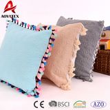 Ultrasonic Embossed Single Jersey Tassel Decorative Square Cushion