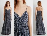 Allover Paisley Print Floor Sweeping Girl Fashion Maxi Dress with Adjustable Cami Straps