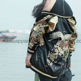 Customized Women Bomber Jacket with Phoenix Embroidery