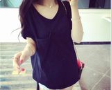 Fashion Style Causal Plain V-Neck Short Sleeve T Shirt