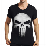 Black Short Sleeve 3D Printing T-Shirt for Man with Round Neck