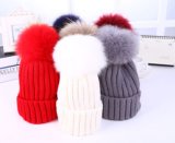 Wholesale Fur POM POM Wool Knitted Winter Beanie Cap Hat