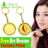 Die Casting 2D 3D Color Custom Keyring with Golden Rim