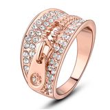 New Fashion Zipper Design Crystals 18K Gold Color Ring