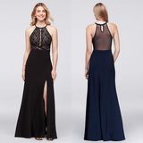 Jersey Halter Dress with Sheer Mesh Back