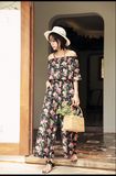 Bodycon MIDI Dress with Illustrated Floral Motifs Sweetheart Neckline Spaghetti Shoulder Straps