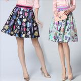 Women's 3D Printed High Waist Pleated Short Swing Skirt Clothes