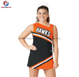 Cheap New Fashion Custom Design Black and Orange Colorful Mess Cheerleading Uniform