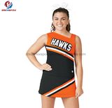 Cheap New Fashion Custom Design Black and Orange Colorful Mess Cheerleading Uniform