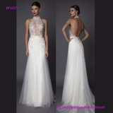 Hot Sexy Halter Open Back and Beaded Transprent Wedding Dress