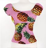 Woman Hawaiian Tops off Shoulder Tight Sexi Short Blouse