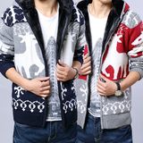 Cheap Autumn Fleece Deer Pattern Warm Men Sweater