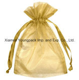 Fashion Promotional Custom Personalized Small Gold Organza Jewellery Gift Bag for Packaging