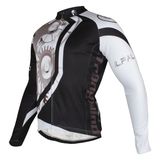 Men's Windproof Long Sleeves Winter Thermal Black&White Bicycle Jersey