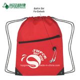 Customize High Quality Hit Polyester Sports Pack Drawstring Bag with Front Zipper