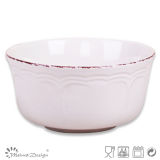 Solid Whtie with Brush ceramic Bowl