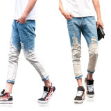 Custom Mens Fashion Holes Design Wash Skinny Jeans