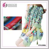 Ladies Printed Tassel Turkey Twill Cotton Shawl Scarf (SNSJ006)