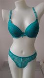 Push up Microfiber with Nice Lace Trim Lingerie Bra Set