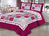 3-Piece Garden Floral Vintage Reversible Patchwork Comforter Bed Cover Quilt Set