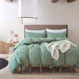 Solid Washed Microfiber Wrinkle Style Duvet Cover Bedding Set
