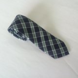 Fashion Check Design Blue Backgrouns Green Stripe Woven Silk Neckties