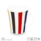 12oz New Bone China Ceramic Mug with Stripe for Promotion