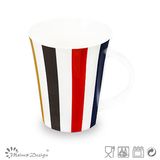 12oz New Bone China Ceramic Mug with Stripe for Promotion