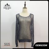 Women Mesh Hollow Reglan Knitted Sweater