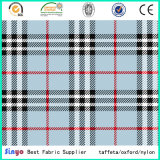100% Polyester PU Coated Check Pattern Fabric Printed