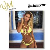 Yellow Multicolor Plus Size Removeral Padding Sexy Bikini Swimwear Swimsuit