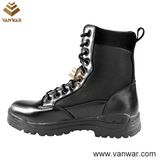 Black Cow Leather Suede Collar Combat Military Boots (WCB016)