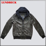 Fashion Men's Leather Jacket with Hood