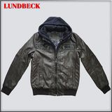 Fashion Men's Leather Jacket with Hood