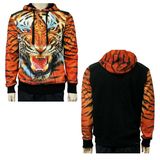 Custom Pullover Hoodie Jacket with Tiger Pattern Printed for Men