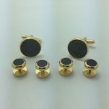 Brass Agate Tuxedo Cufflink Collar Studs