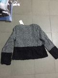 Short Grid Splicing Round Collar Coat for Woman's Clothes