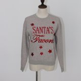 Christmas Gift of Ladeis' Sweater in Jacquard Design and Cotton Quality Soft Handfeel