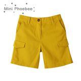 Yellow 100% Cotton Boys' Cargo Shorts for Summer