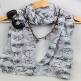 Ladies Fashion Printing Scarf 100% Polyester Azo Free Shawl