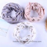 100% Polyester Voile Multifunctional Scarf with Heart Gold Stamping (HWBPS025)