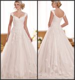 Cap Sleeves Bridal Gowns Lace Tulle Wedding Gown D1919