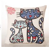 Cotton&Linen Hand Screen Print Cushion Decorative Print Pillow (LPL-335)