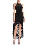 Newest Desgins Velvet Burnout High/Low Lace Maxi Dresses