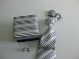 Fashion Grey Stripe Design Men's Woven Silk Neckties with Box