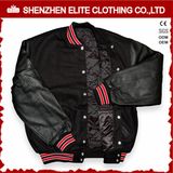 Custom Made Sheepskin Black Quilted Bomber Jacket Mens (ELTBQJ-529)