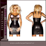 Transparent Hot Women Sexy Leather Lingerie Dress