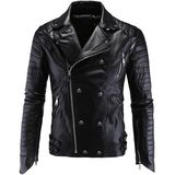 2017 Man's Leather Motorcycle Jacket, PU Leather Coat with Zip Button