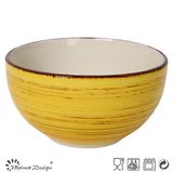 Yellow Color Antique Finished Hand Painting Bowl