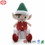 Elf Doll Stuffed Soft Plush with Button Embroidery Xmas Toy